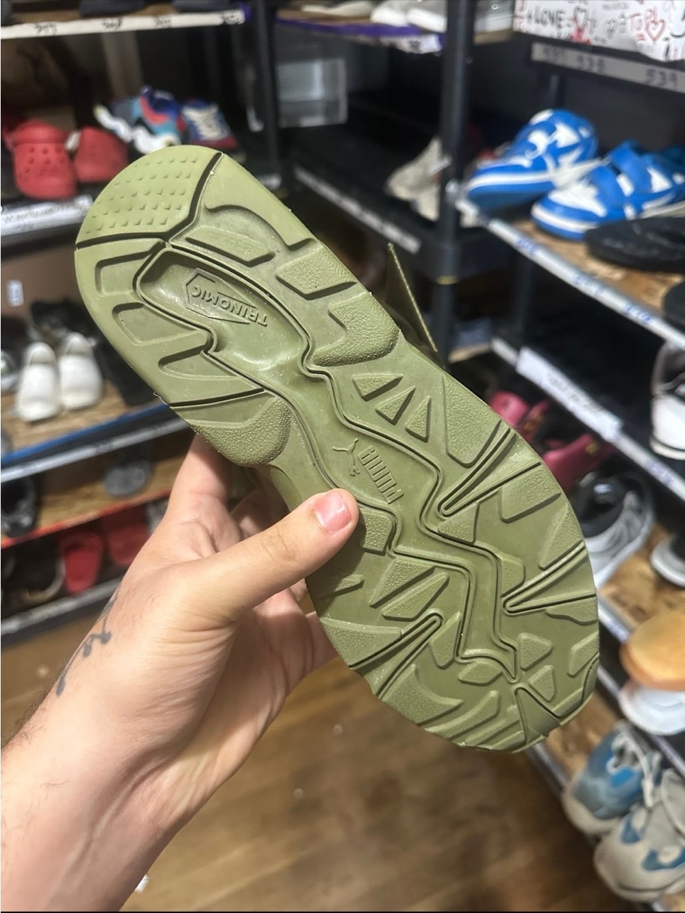 Fenty Beauty Olive Green Slip-On Ruffle Sneakers - Picture 6 of 7